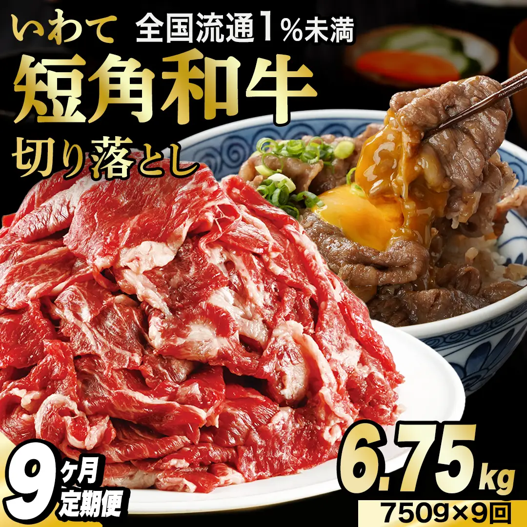 ＼9ヶ月連続 定期便／ 切り落とし 赤身 肉 牛肉 いわて 短角和牛 750g (総計 6,750g) (AB123)