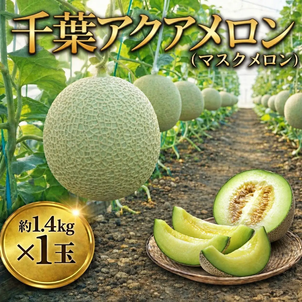 【約1.4kg×1玉】千葉アクアメロン（マスクメロン）大玉