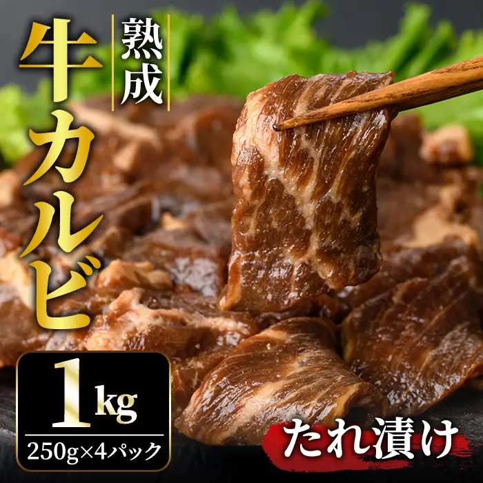 カルビ 1kg (250g×4パック) たれ 味付 小分け焼肉 熟成 牛肉 【カルビ】【ho1471】