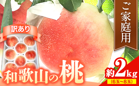 【訳あり】 ご家庭用 和歌山の桃 約2kg (6玉-8玉) m＆n果実園 【配送不可地域あり】《2027年6月中旬-7月下旬頃出荷》和歌山県 紀の川市 モモ 桃 もも 旬 白鳳 日川白鳳 なつっこ 果物 フルーツ