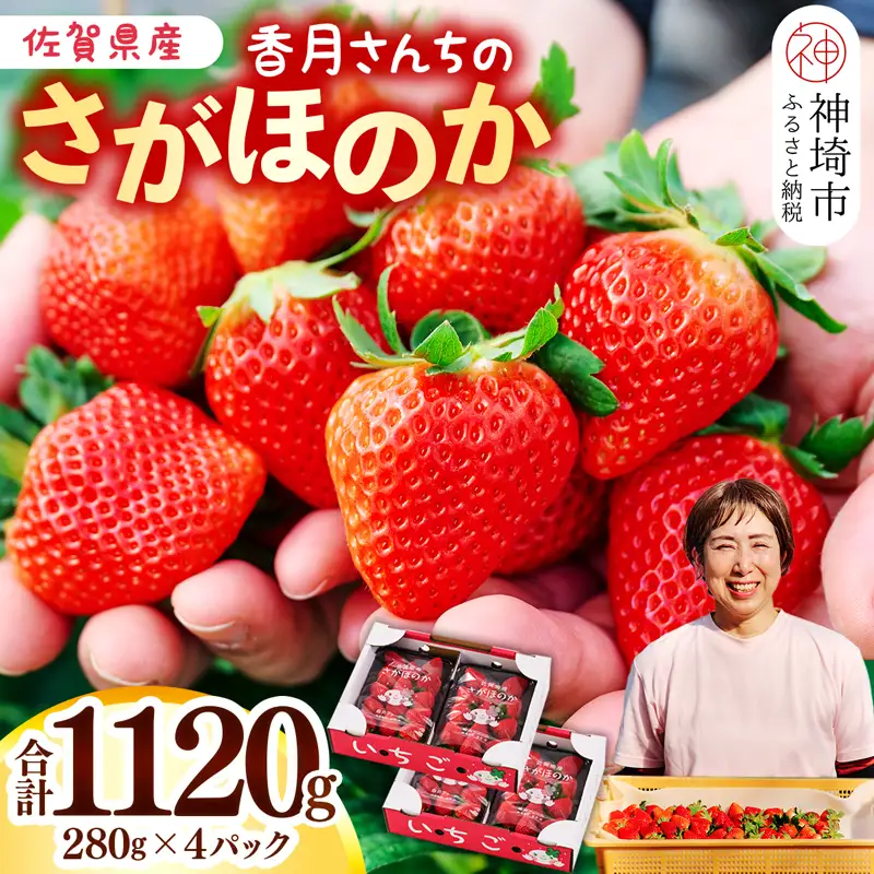 【令和9年1月より発送開始】香月さんちのいちご(さがほのか)280g×4パック(H017116)