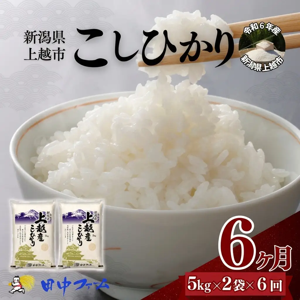 【6ヶ月定期便】上越市産 コシヒカリ 5kg×2 精米 コシヒカリ