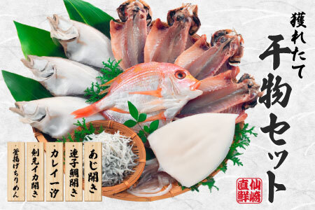 魚急便 K-5 干物 アジ 蓮子鯛 カレイ 剣先イカ 釜揚げ 山口県 長門市 国産 海匠國近 干物 一夜干し 手作り 5種類  お中元 お歳暮 ギフト 贈り物  (10144)