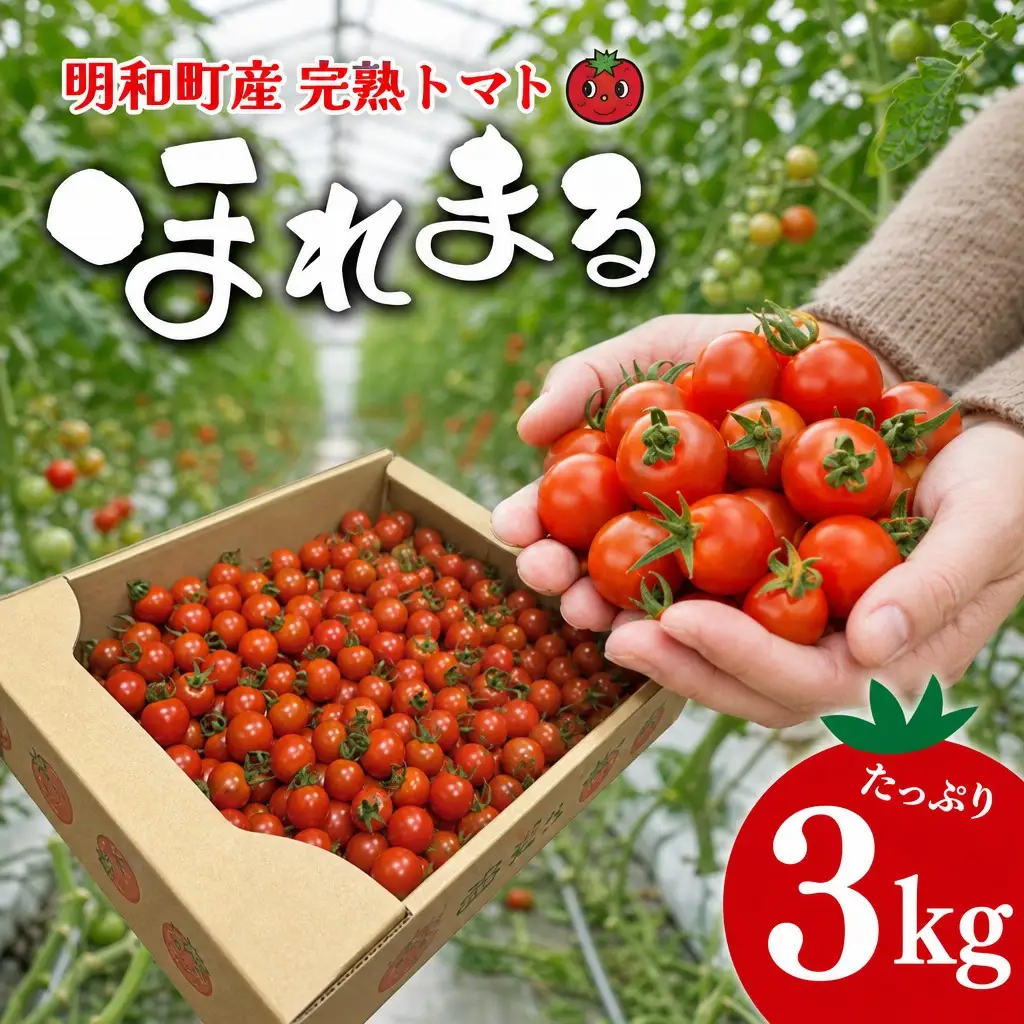 明和町産 完熟 トマト ほれまる 3kg ミニトマト 朝採り 新鮮 生鮮 野菜 あっさり