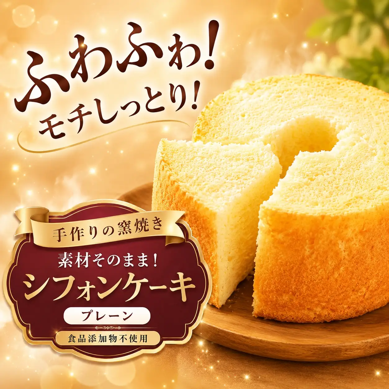 手作りの窯焼き 無添加 シフォンケーキ 1個 6号サイズ ( 直径：18cm )