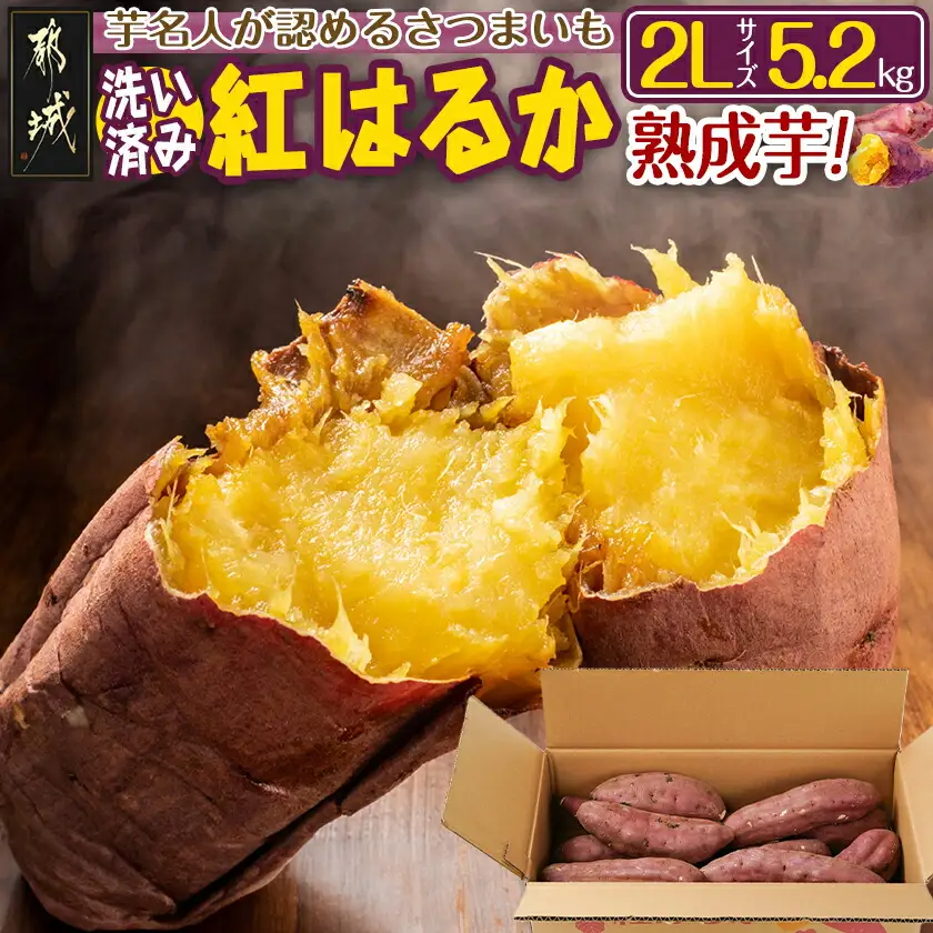 【熟成芋】芋名人が認めるさつまいも『洗い済み　紅はるか』5.2kg 2Lサイズ ※12月～1月頃順次発送〔LE-L703-J〕_(都城市) 宮崎県都城産 紅はるか 2Lサイズ