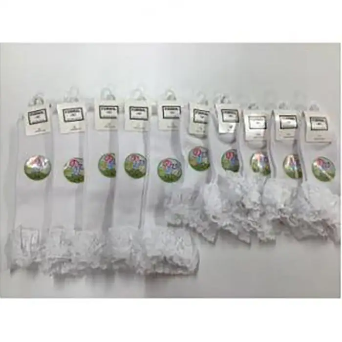 ガールのびのびレース付 白ソックス10足セット(クルータイプ5足+ハイソックス5足)　ソックス