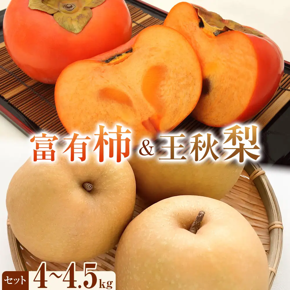【先行予約】富有柿と王秋 梨 のセット 秀 4kg以上～4.5kg未満 ※2026年11月上旬～12月上旬頃に順次発送予定 | 梨