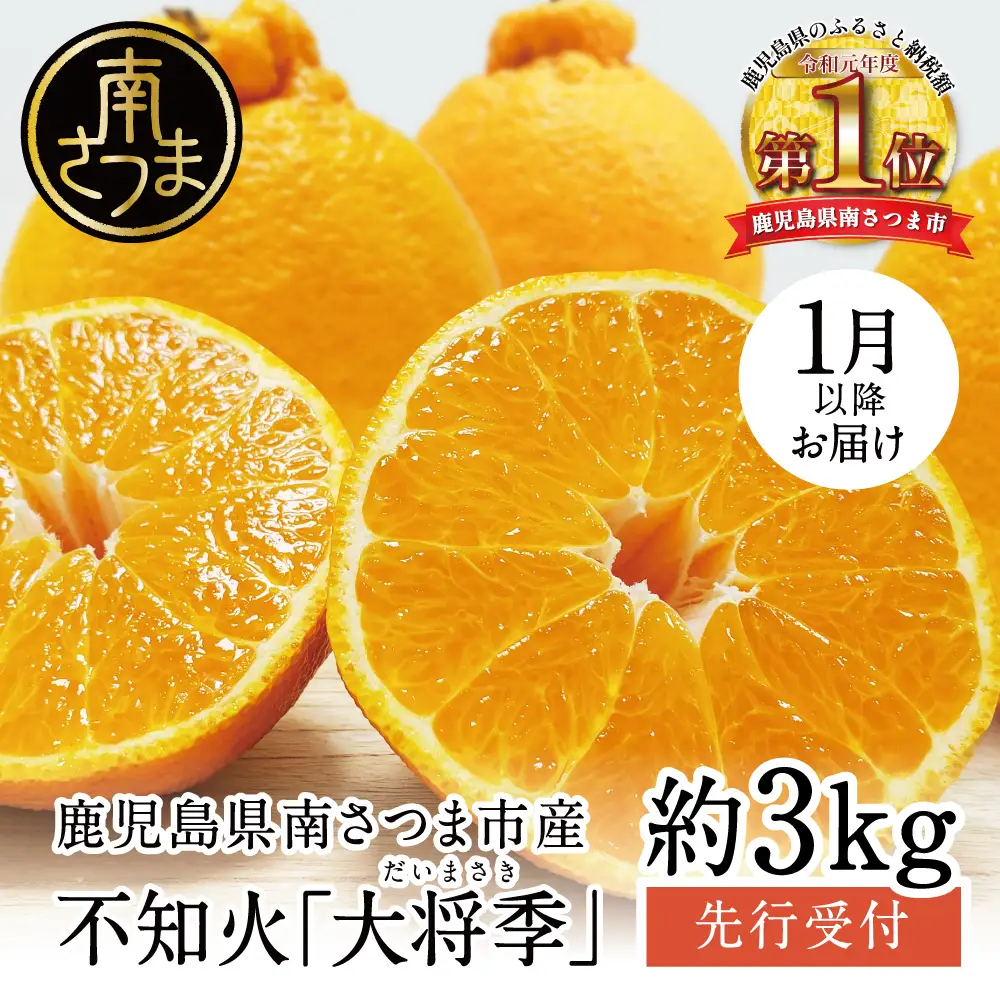 【2027年1月～3月発送】数量限定！不知火「大将季」（だいまさき）約3kg 果物 フルーツ 柑橘 みかん しらぬい 鹿児島県産