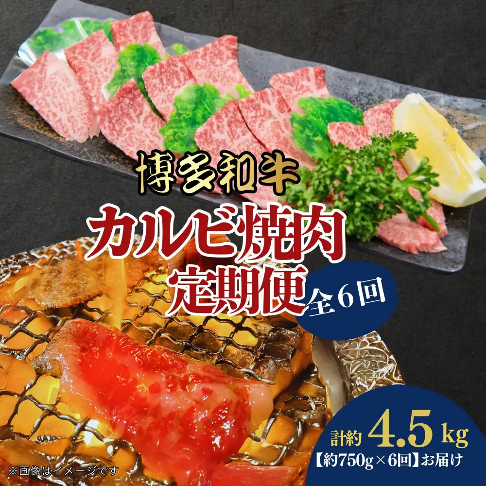 博多和牛 カルビ焼肉(バラ)定期便全6回(約750g×6回)