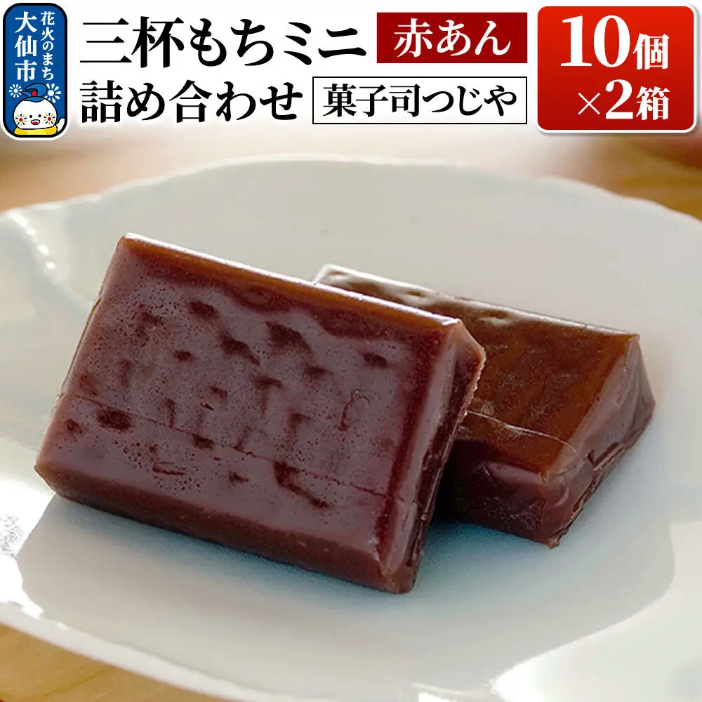 三杯もちミニ(赤あん) 10個 詰め合わせ×2箱【菓子司つじや】