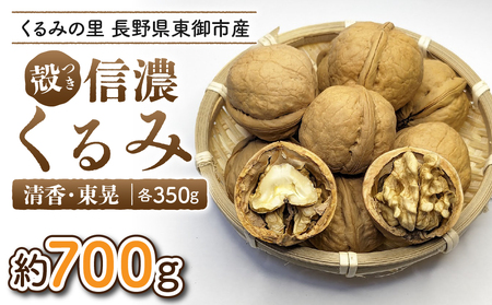 殻付き信濃くるみ 700g（品種 清香 350g、品種 東晃 350g）｜2026年産 長野県東御市産 ※2026年11月以降発送