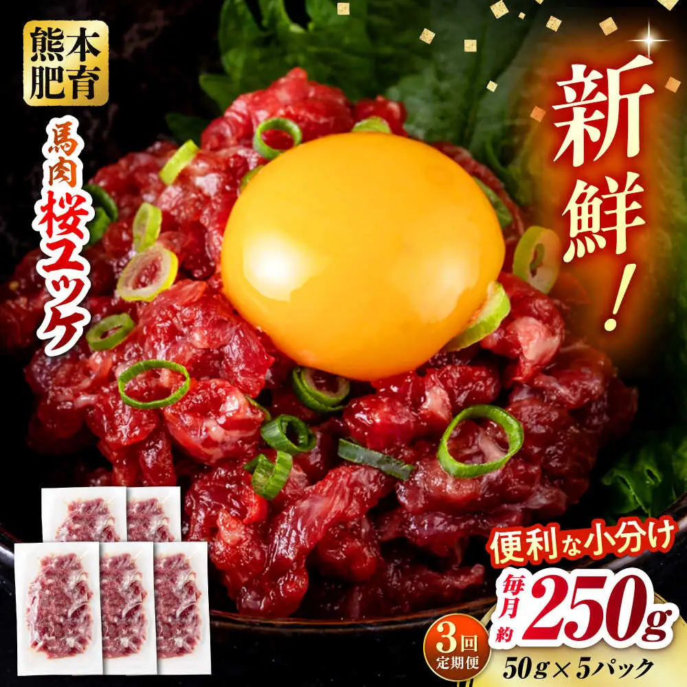 【全3回定期便】馬肉 さくらユッケ 50g×5パック 計250g 馬肉 桜ユッケ 赤身 生食 小分け 冷凍[AYBV028]