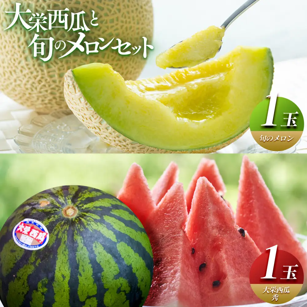 【2027年産先行予約】大栄西瓜  秀 1玉と旬のメロンセット※2027年6月中旬～7月中旬頃に順次発送予定 スイカ