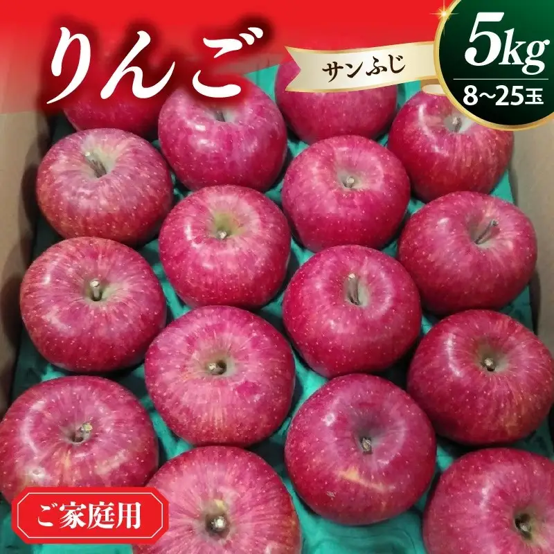 りんご（サンふじ）５ｋｇ　８～２５玉　ご家庭用　0030-2633