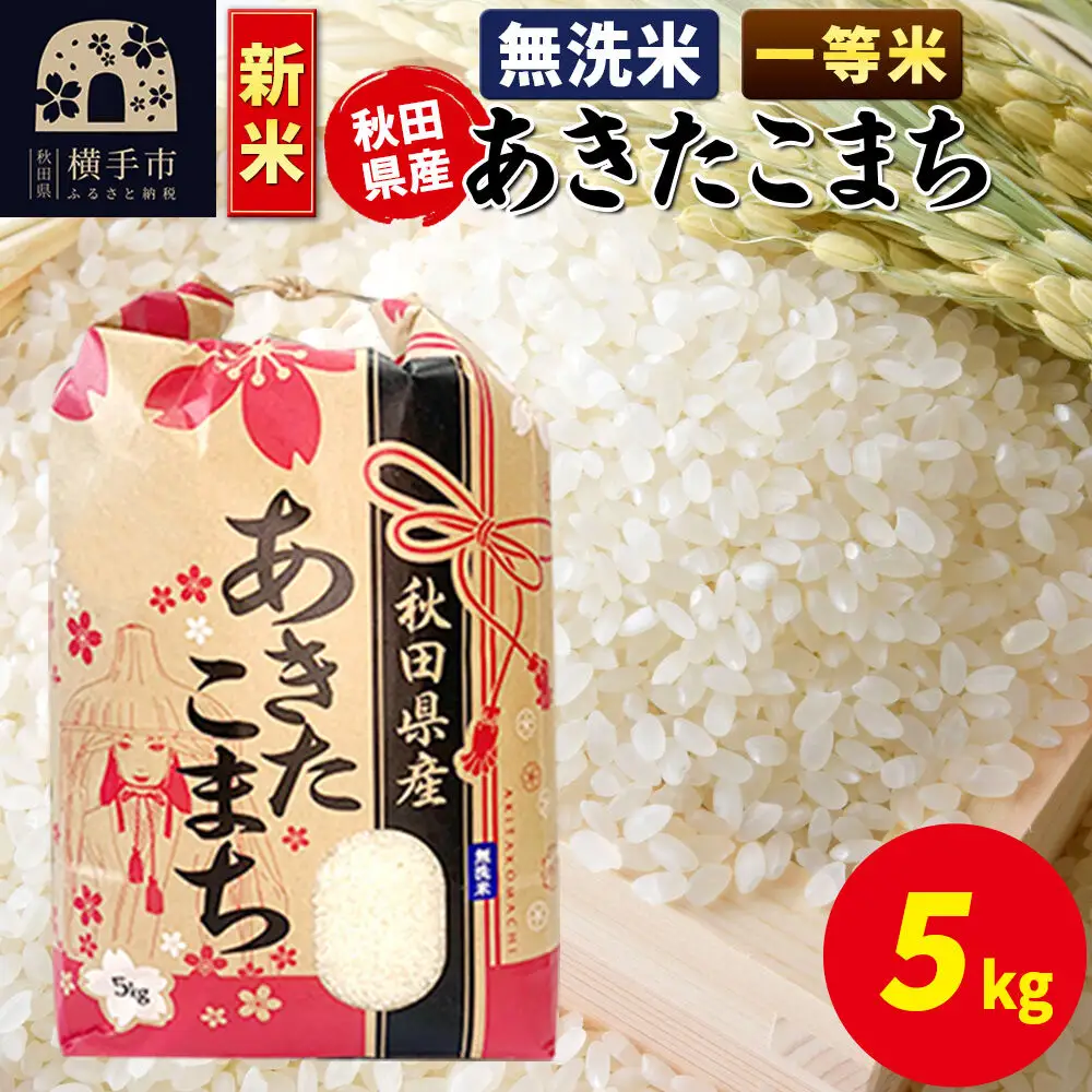 《新米》あきたこまち 一等米 5kg×1袋【無洗米】秋田県産 こまちライン
