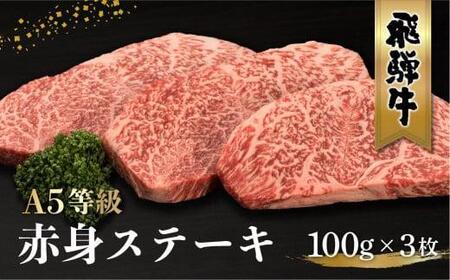 飛騨牛 A5等級 もも肉 ステーキ 100g×3枚 | 黒毛和牛 ブランド和牛 牛肉 A5ランク 飛騨高山 ながせ食品 FH015VC13〔飛騨牛国産　飛騨牛和牛　飛騨牛ブランド　飛騨牛黒毛和牛〕
