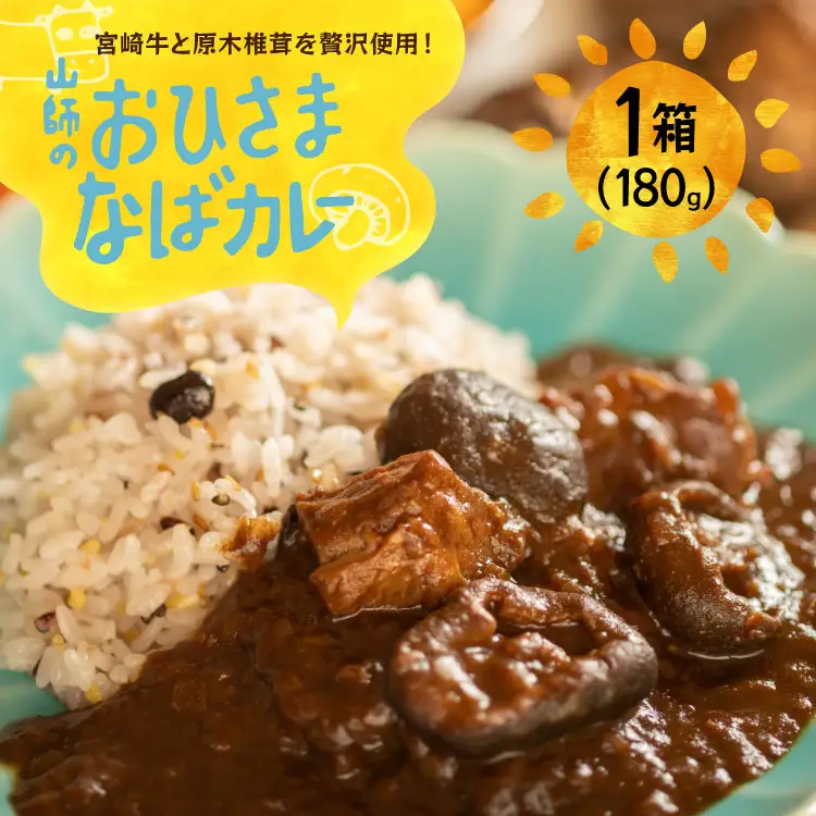 カレー レトルト 山師のおひさま なばカレー 宮崎牛 原木椎茸 使用 180g
