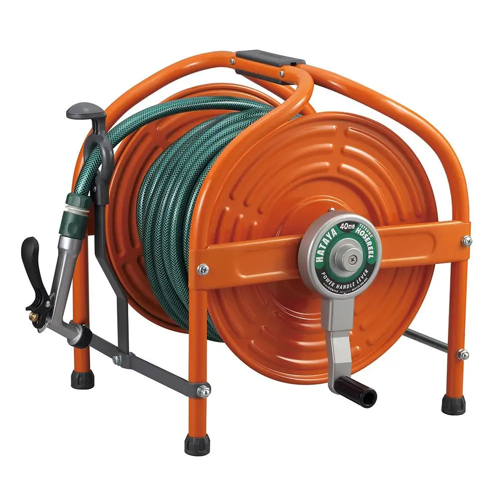 テツノホースリール 塩ビホース41m レバーノズル付 HLA-40N＜オレンジ＞