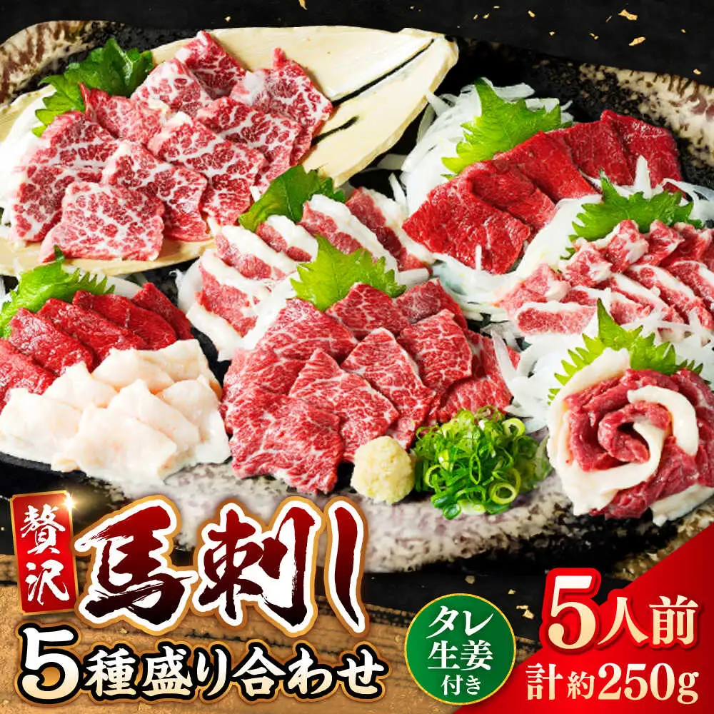 5種の馬刺し 5人前 約250g 熊本直送 馬刺し[AYAT011]