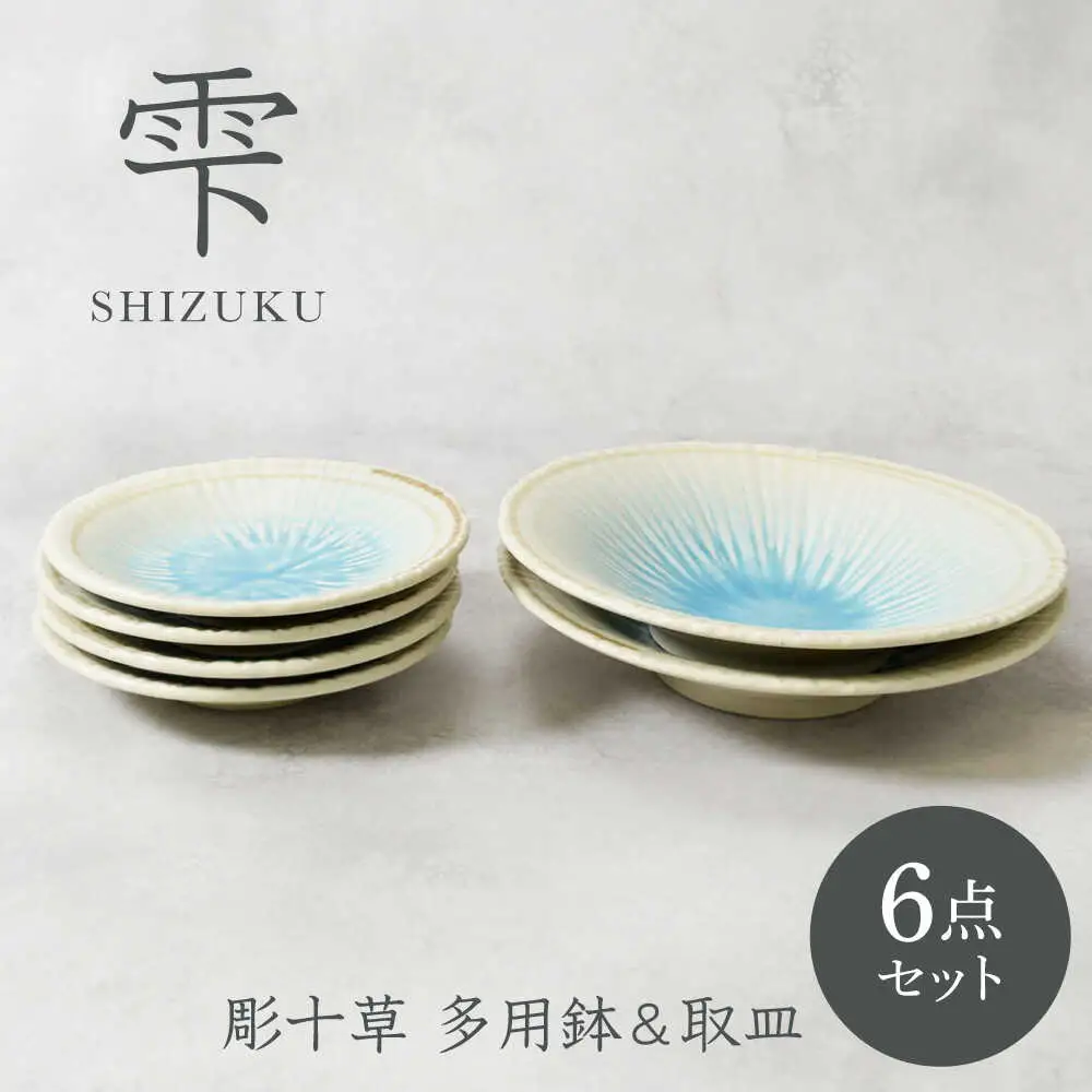 【美濃焼】雫 しずく 彫十草 多用鉢 2点 ＆ 取皿 4点 合計6点セット【カネ定製陶】[MEI101] 12,410円