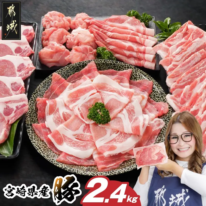 宮崎県産豚わくわく2.4kgセット(真空)〔14-84-002-2400g〕_(都城市) 豚肉 豚肉セット 宮崎県産豚 しゃぶしゃぶ バラ 焼肉 切り落とし 肩ローススライス ロース とんかつ ミンチ 使い勝手抜群 小分け 真空