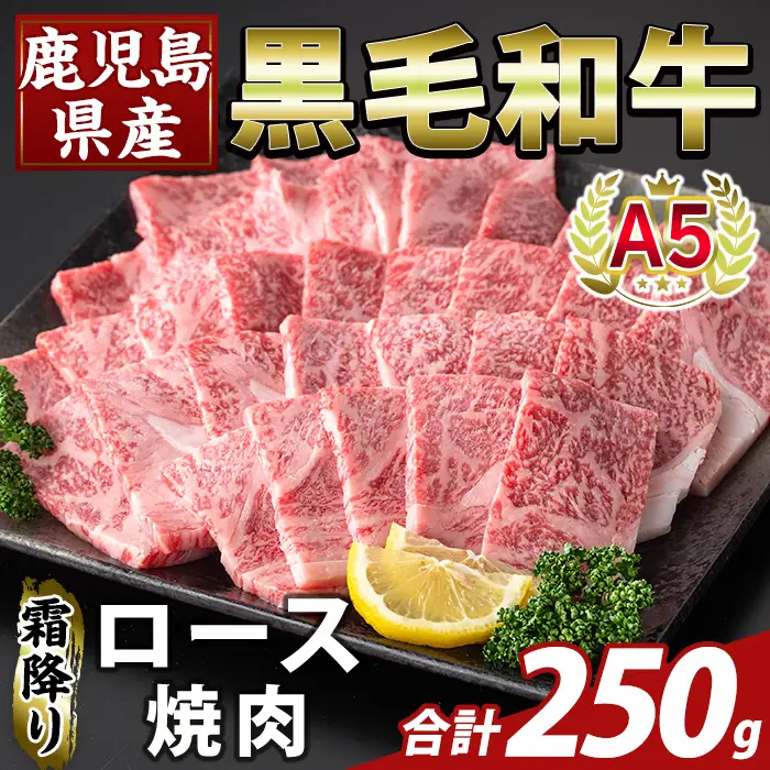 K-482-A 鹿児島県産A５等級黒毛和牛霜降り上ロース焼肉(計250g)【ふるさと産直バザール】霧島市 牛肉 国産 鹿児島県産 ロース 焼肉 肉 精肉
