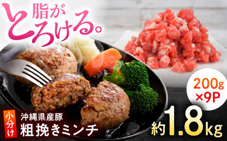 ひき肉 沖縄県産豚肉 豚ミンチ 粗挽き 約1.8kg (200g×9P)  BCAJ008 豚肉