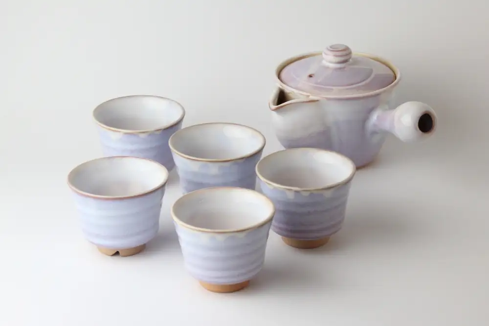 萩焼 萩むらさき朝顔茶器揃