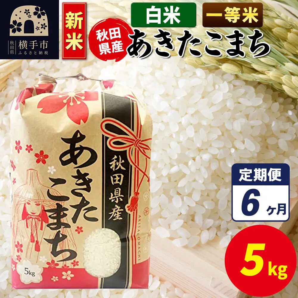 《新米》《定期便6ヶ月》あきたこまち 一等米 5kg×1袋【白米】秋田県産 こまちライン