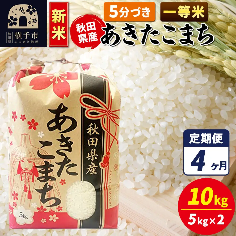 《新米》《定期便4ヶ月》あきたこまち 一等米 10kg（5kg×2袋）【5分づき】秋田県産 こまちライン