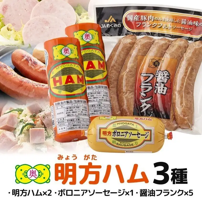 明方ハム 詰合せ Bセット 明方ハム ボロニアソーセージ 醤油フランク 特産品 加工品 農協