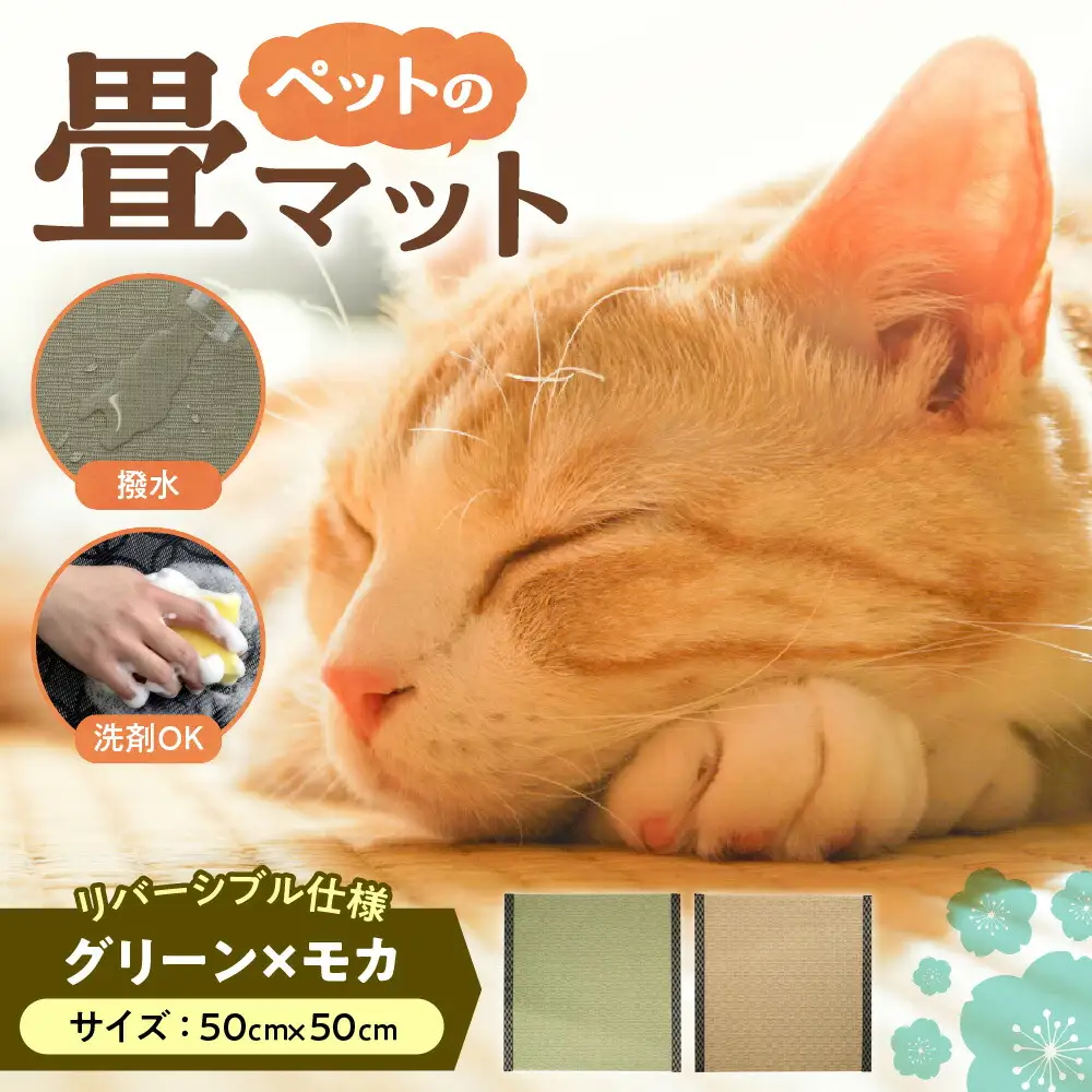 ペットの畳マット　50　グリーン×モカ
