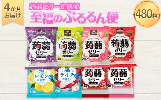 4か月連続お届け蒟蒻ゼリー定期便　480粒　至福のぷるるん便 F21K-470