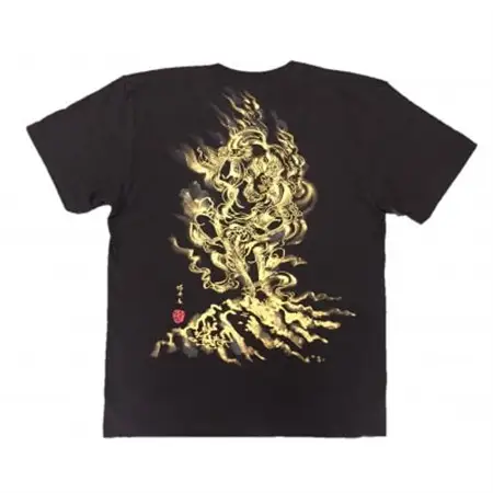 手描きTシャツ 仏画 蔵王権現 黒 (半袖 Mサイズ)【1614966】