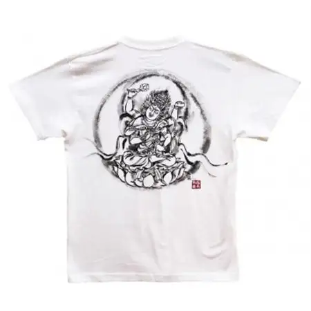手描きTシャツ 仏画 愛染明王 白 (半袖 XLサイズ)【1615487】
