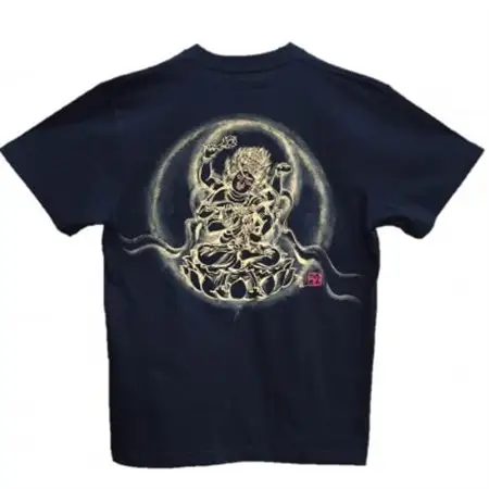 手描きTシャツ 仏画 愛染明王 黒 (半袖 XLサイズ)【1615503】
