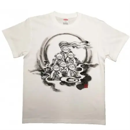 手描きTシャツ 仏画 六地蔵 白 (半袖 Sサイズ)【1615559】