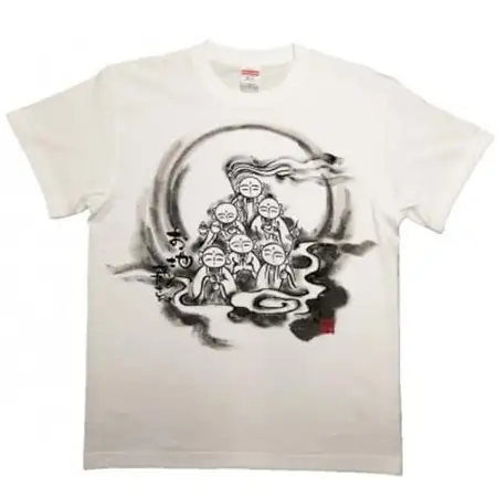 手描きTシャツ 仏画 六地蔵 白 (半袖 XLサイズ)【1615567】