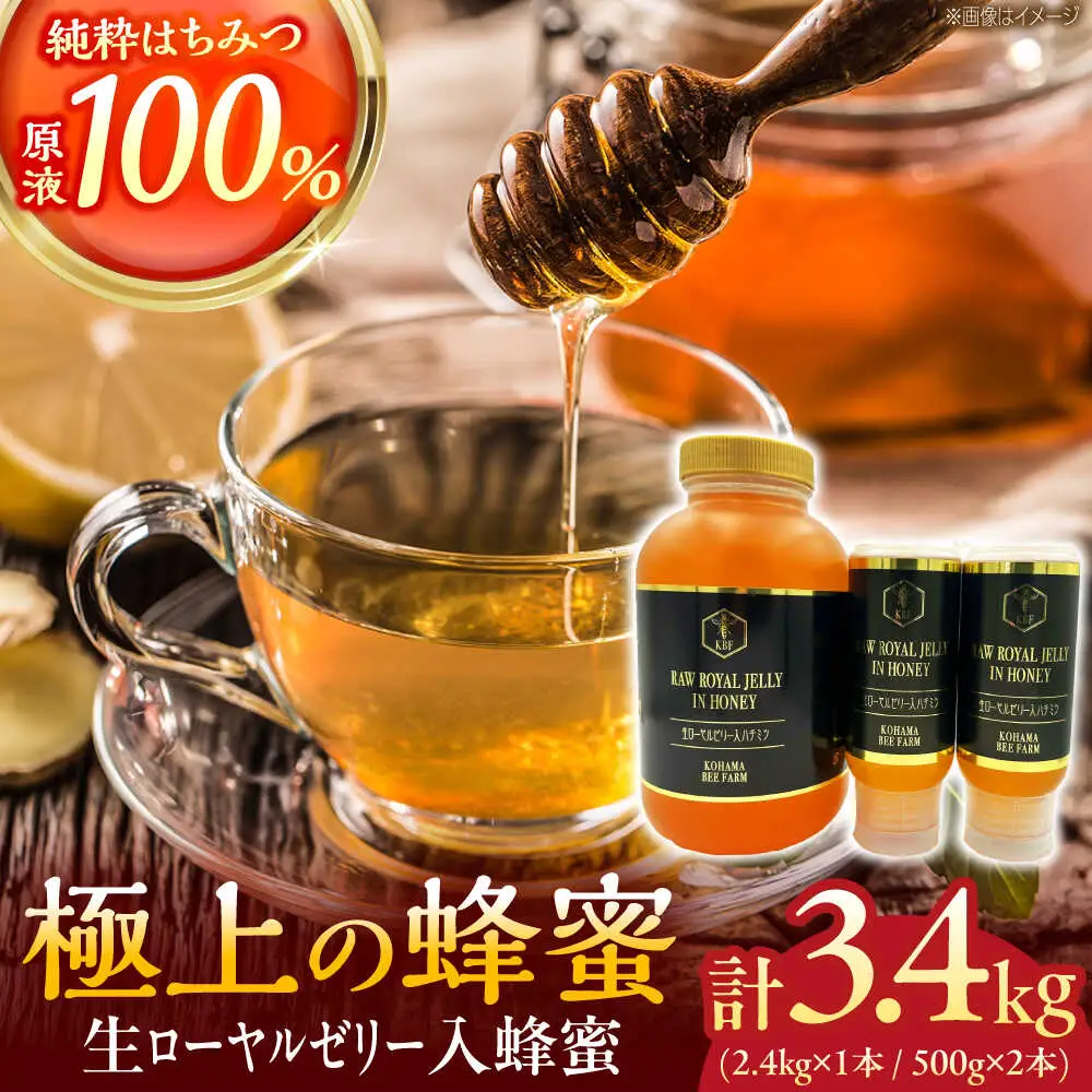 蜂蜜 コハマのハチミツ 生ローヤルゼリー入蜂蜜 計3.4kg (2.4kg×1本 / 500g×2本)   BCAQ011