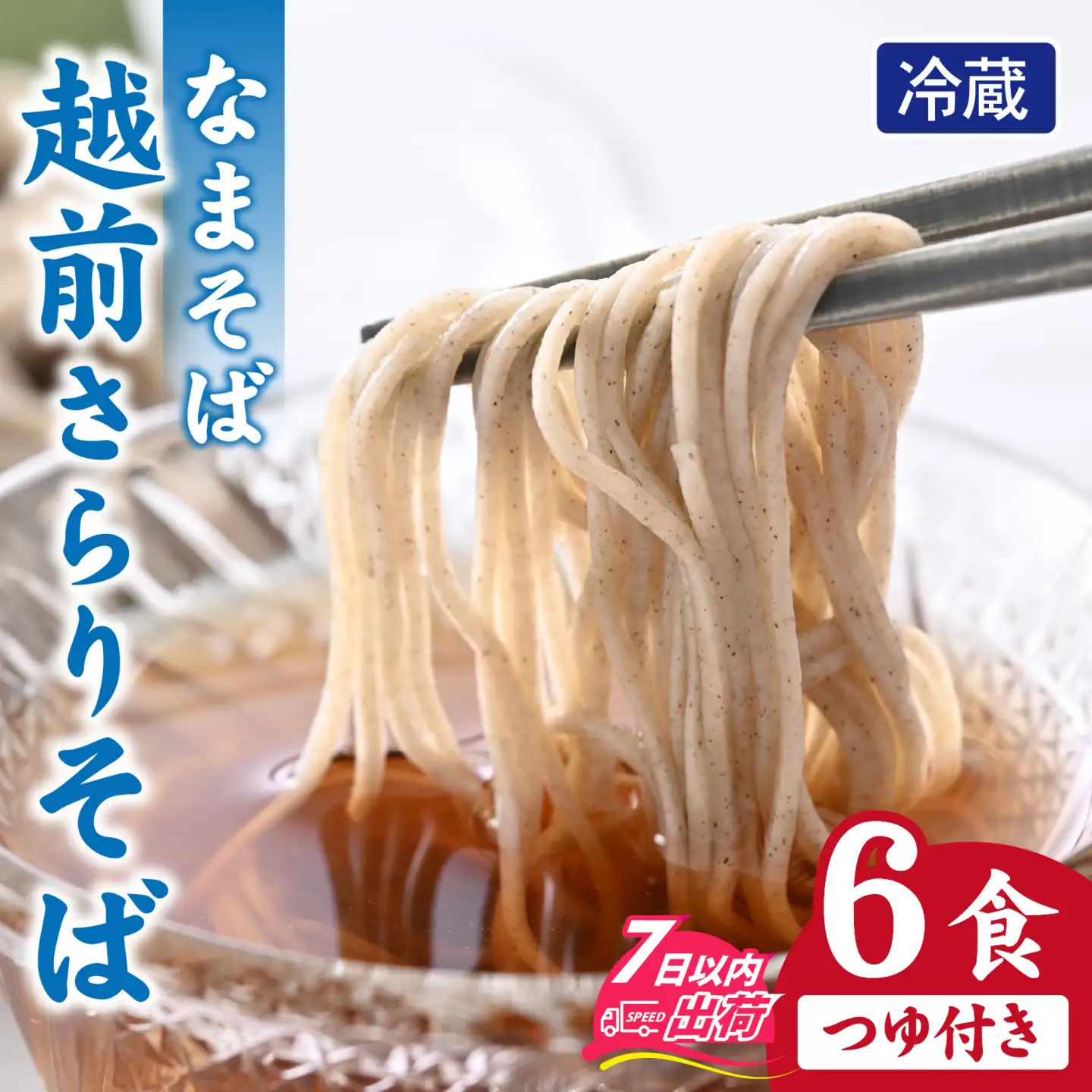 越前さらりそば（なまそば）６食　そばつゆ付き / 越前そば そば 蕎麦 ソバ 冷蔵 送料無料 [A-146002]