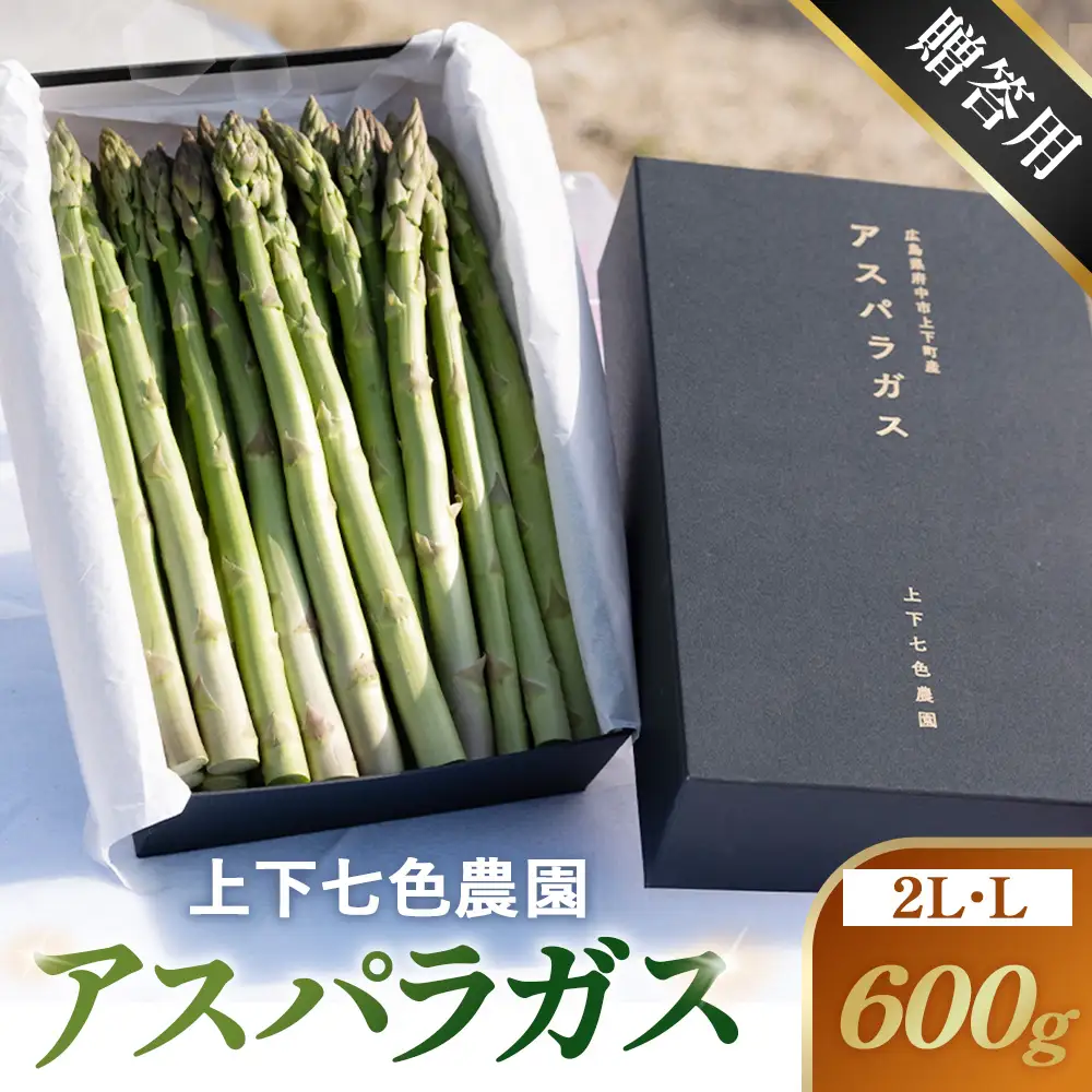 上下七色農園贈答用アスパラガス　2L・Lサイズ　貼箱（600g） No.1093