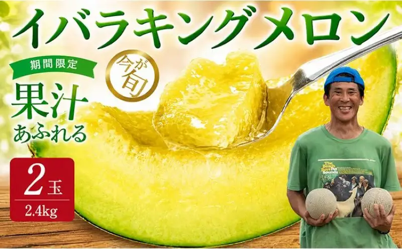 【2027年発送】イバラキングメロン（青肉） 2玉入 青肉品種 鉾田メロン！ ／ イバラキング 果物 フルーツ ギフト 農家直送 kbn008_X2