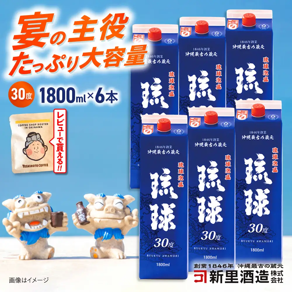 泡盛 琉球泡盛 琉球パック 30度 1800ml×6 BCAS007 アルコール