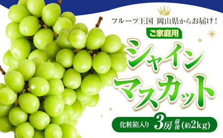 ご家庭用  岡山県産 シャインマスカット 化粧箱入り 3房 (約2kg) 