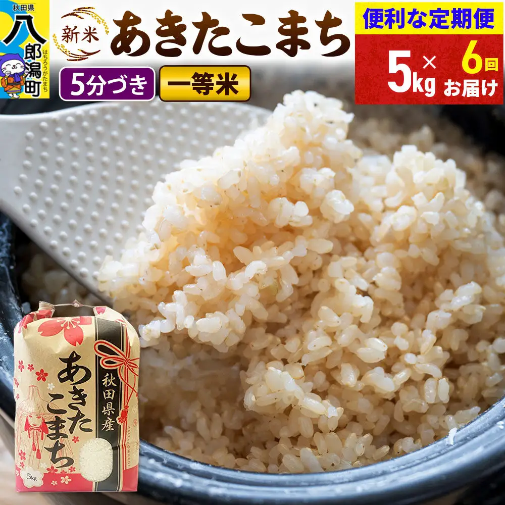 《新米》《定期便6ヶ月》あきたこまち 一等米 5kg【5分づき】 令和8年産 秋田県産 こまちライン