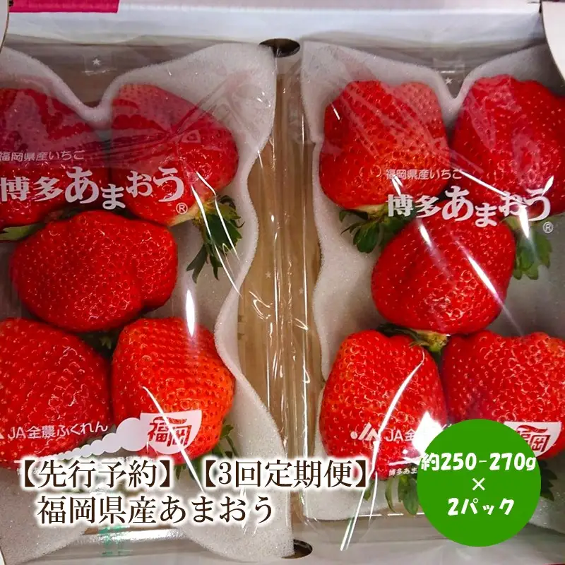 【2027年先行予約】【3回定期便】福岡県産あまおう約250-270g x 2パックｘ3回【044-0086】
