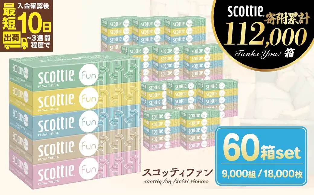 ティッシュ スコッティ ファン 150組 5箱×12パック 60箱 | ティッシュ