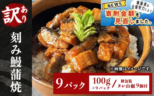 H7-C2B【訳あり】刻み鰻蒲焼100g 9パック(個包装 タレ山椒9個付)