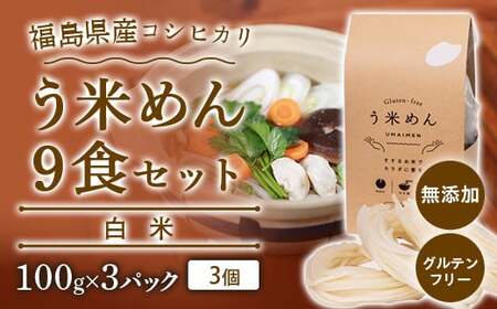 コシヒカリ白米 う米めん 9食セット 無添加 グルテンフリー F7X-0213